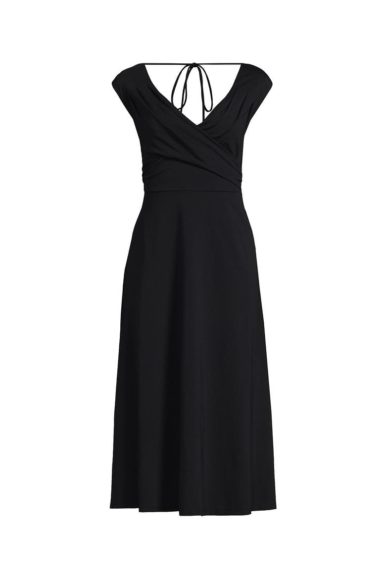 Plus Size Cotton Modal Off the Shoulder Wrap Midi Dress, Alternate, color, Black