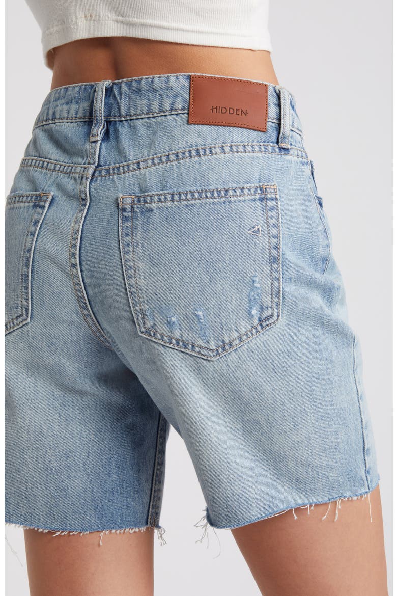 Raw Hem Denim Bermuda Shorts, Alternate, color, LIGHT WASH