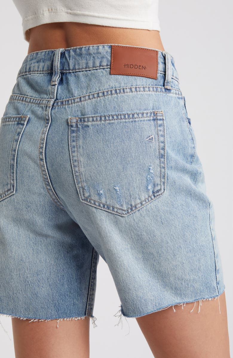 HIDDEN JEANS Raw Hem Denim Bermuda Shorts, Alternate, color, Light Wash