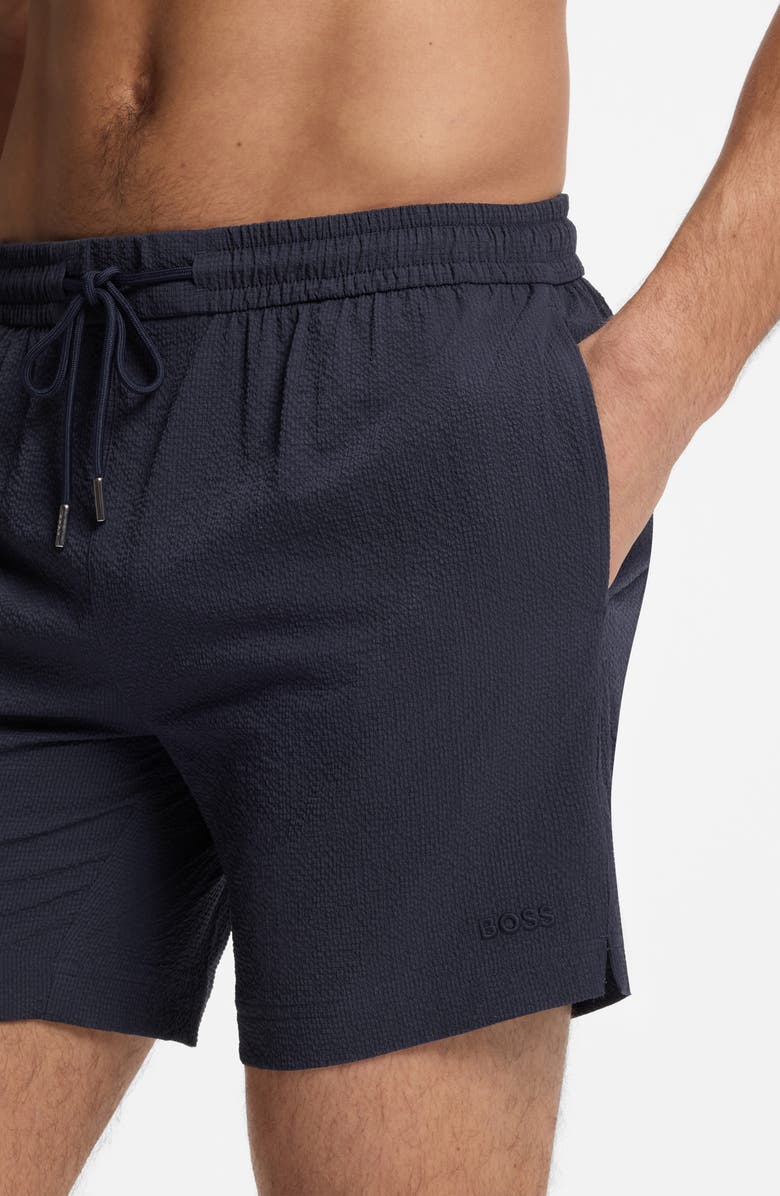 BOSS Relax Swim Trunks, Alternate, color, Navy