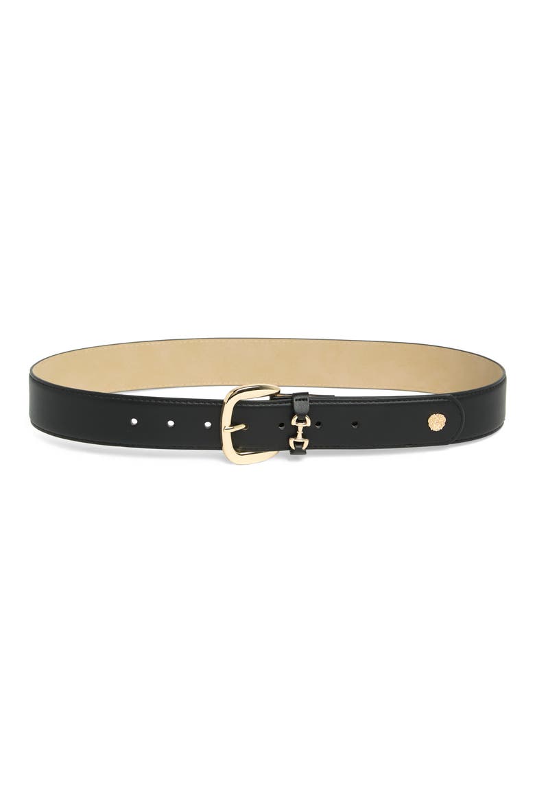 Horsebit Belt, Main, color, BLACK GOLD