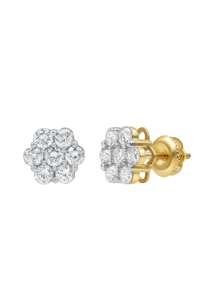 Fashionable 14K Yellow Gold Diamond Cluster Earrings - 1.25ct., Main, color, 14K Yellow Gold