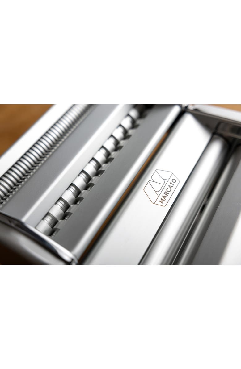 Marcato Atlas 150 Pasta Machine with Cutter, Hand Crank, and Instructions, Made in Italy, Alternate, color, Ice