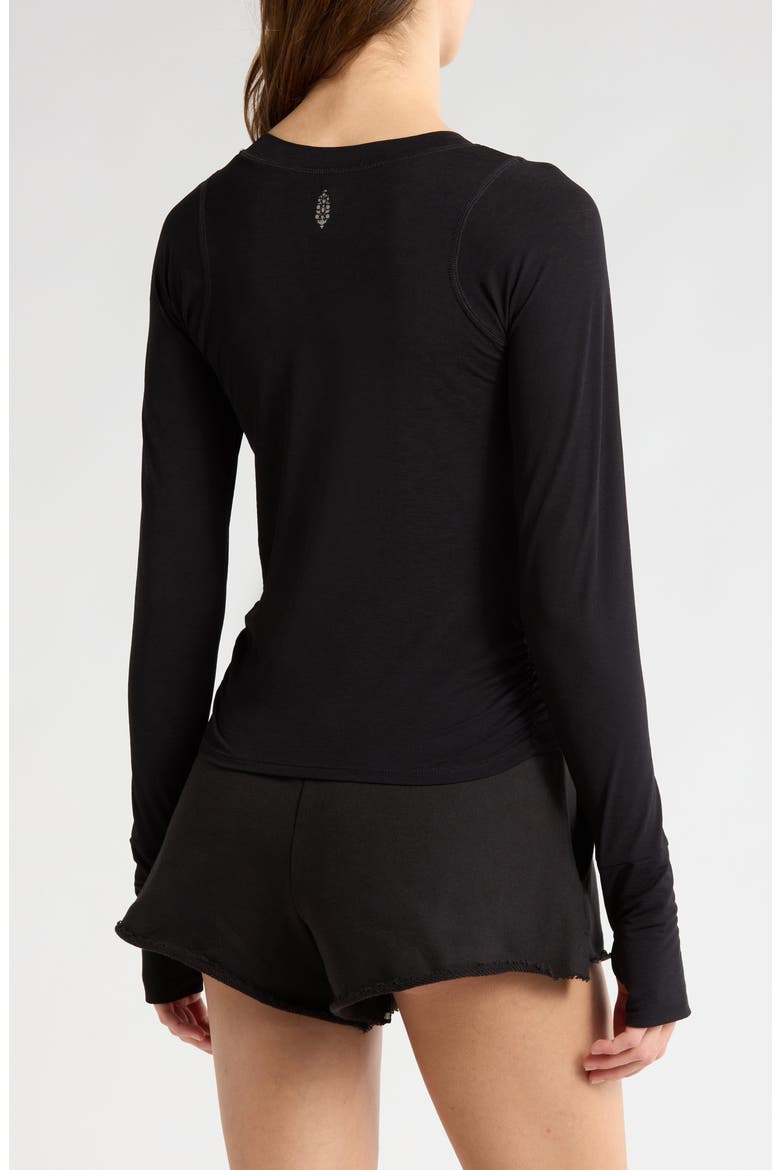 FP Movement Tempo Ruched Long Sleeve T-Shirt, Alternate, color, BLACK
