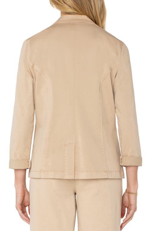 Shop Liverpool Los Angeles Fitted Open Front Twill Blazer In Cappuccino