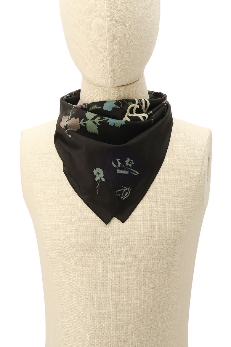 Fleur De Lis Embroidered Bandana, Alternate, color, BLACK