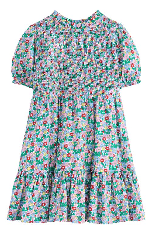 Mini Boden Kids' Aurora Twirly Floral Smocked Bodice Cotton Dress