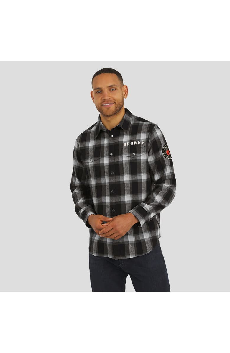 Darius Rucker Collection by Fanatics Men's Darius Rucker Collection by Fanatics Black Cleveland Browns Flannel Plaid Full-Snap Shirt, Alternate, color, Black