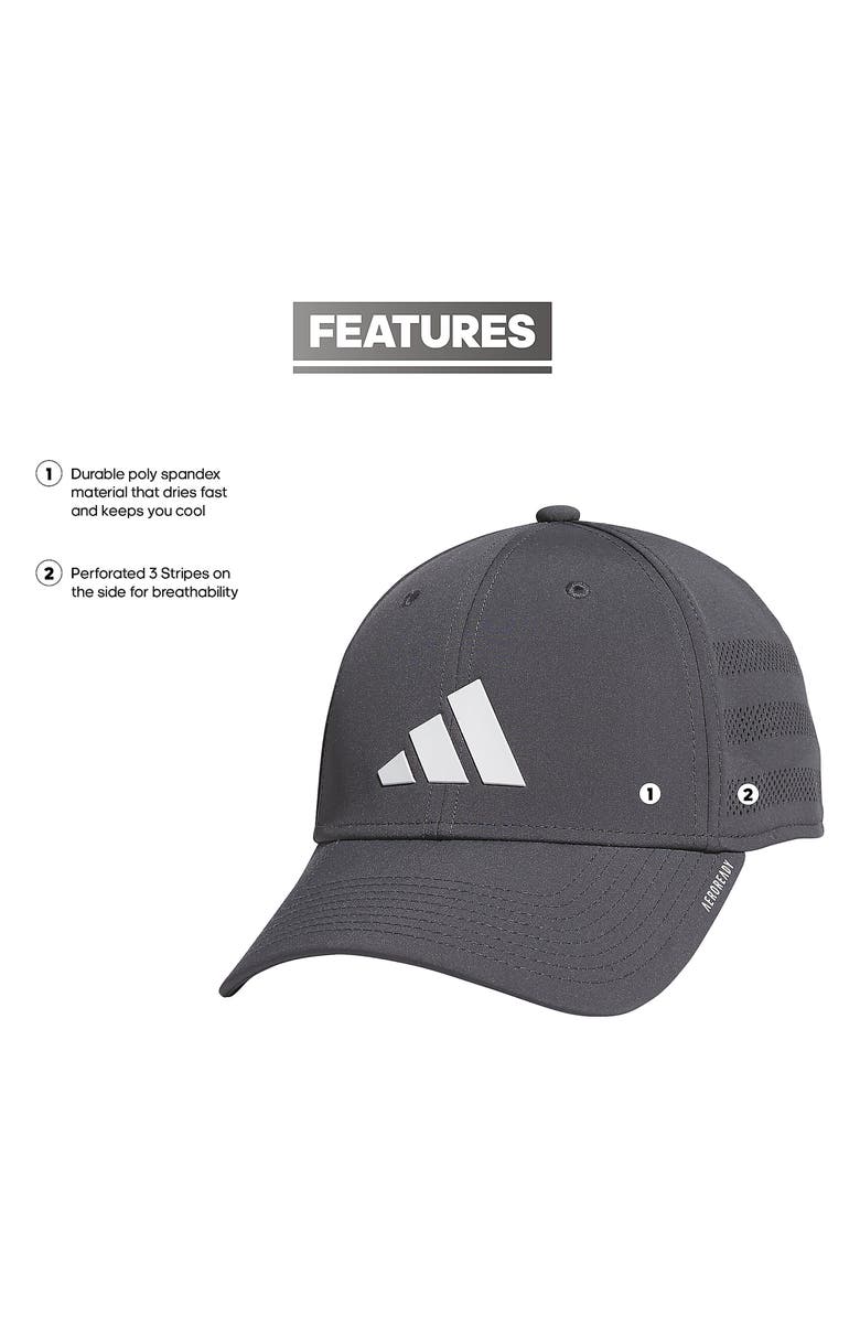 adidas Gameday 4 AEROREADY Stretch Fit Baseball Cap, Alternate, color, Grey Six/ White