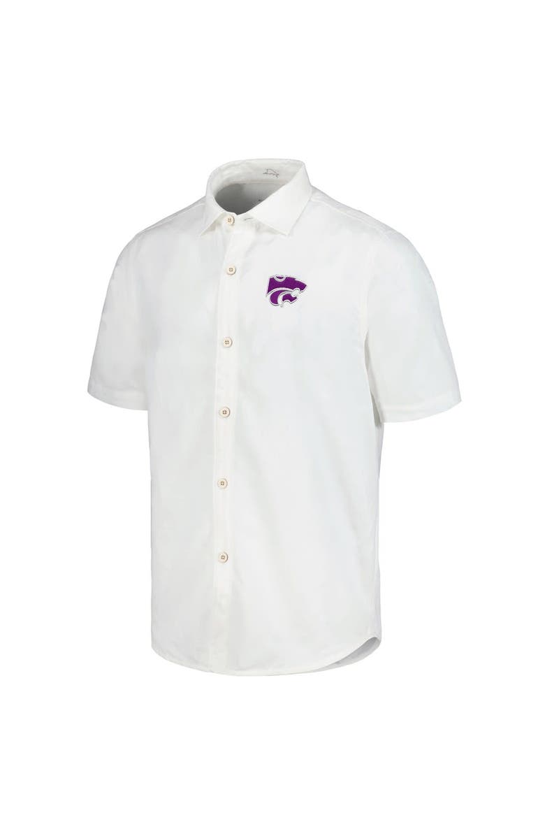 Tommy Bahama Men's Tommy Bahama White Kansas State Wildcats Coconut Point Palm Vista IslandZone Camp Button-Up Shirt, Alternate, color, White