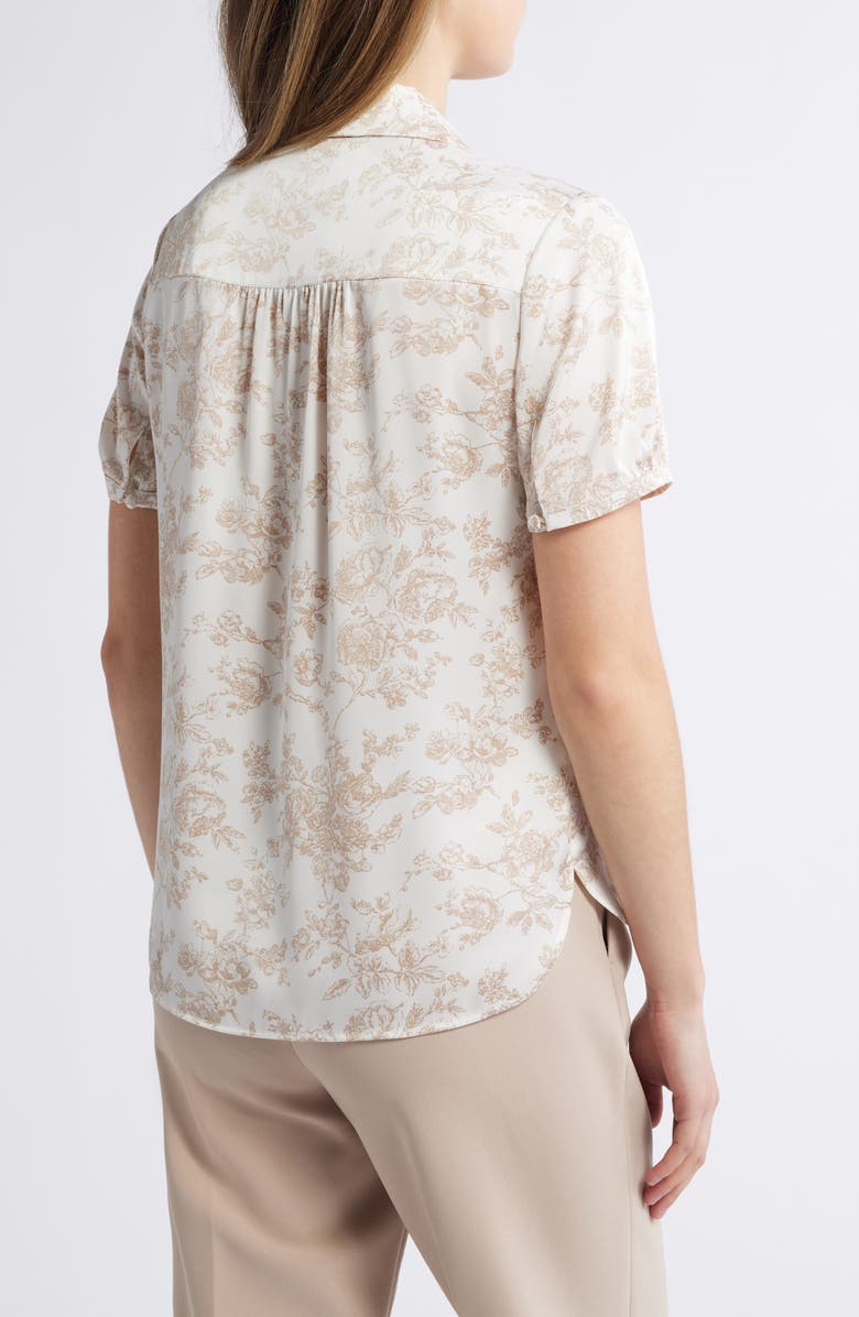 Anne Klein Floral Short Sleeve Button-Up Shirt, Alternate, color, 