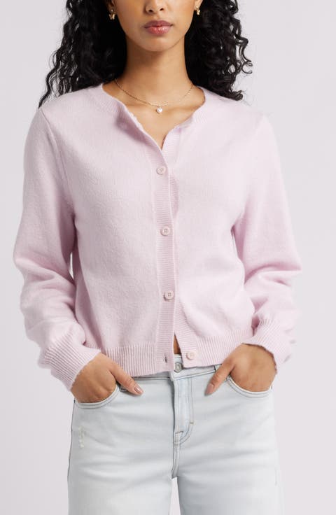 Crewneck Cotton Blend Cardigan