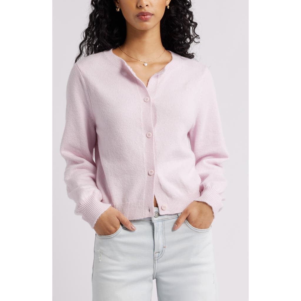 Bp. Crewneck Cotton Blend Cardigan In Pink