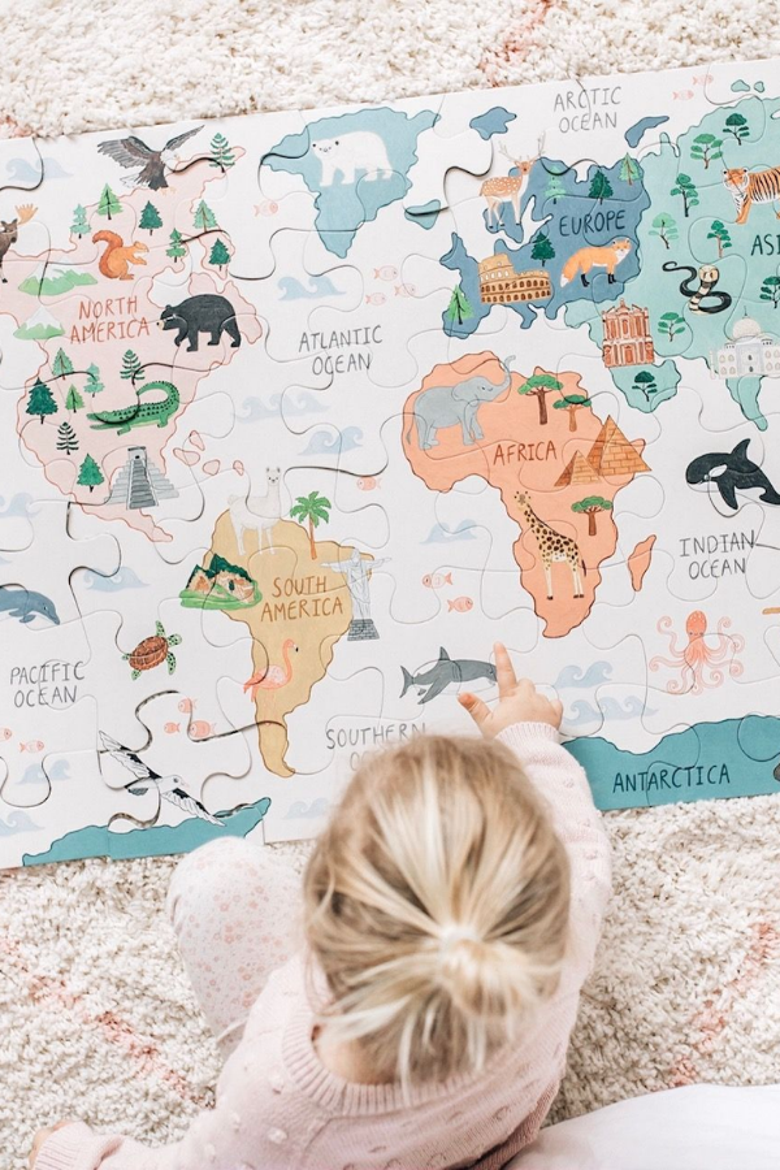 World Map Floor Puzzle - Age 1.5+ Years, Alternate, color, World Map