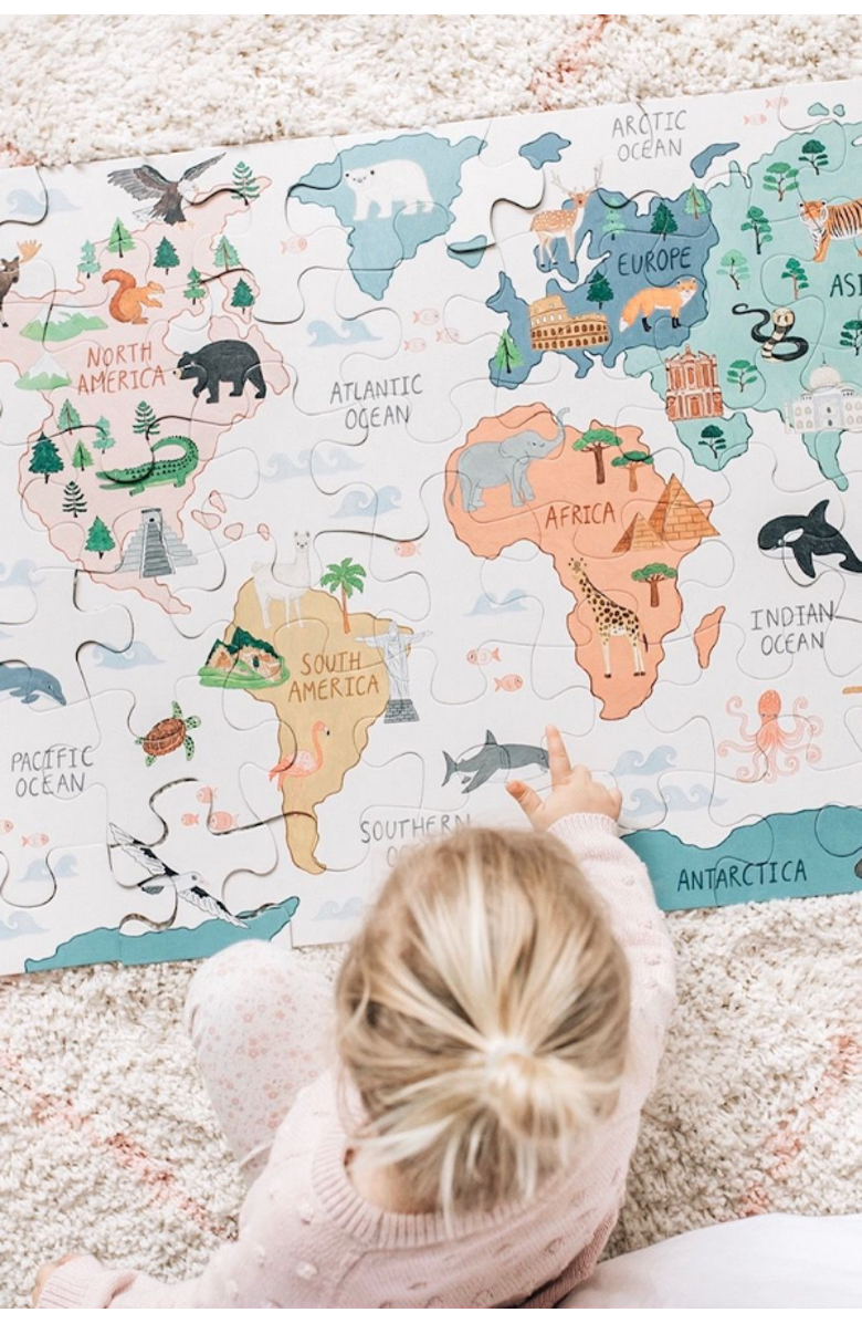 Mindful & Co Kids World Map Floor Puzzle - Age 1.5+ Years, Alternate, color, World Map