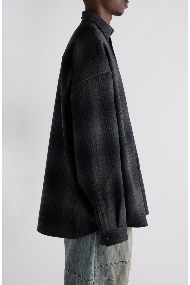 Oversize Plaid Wool Blend Flannel Button-Down Shirt, Alternate, color, 1262 GREY/ BLACK