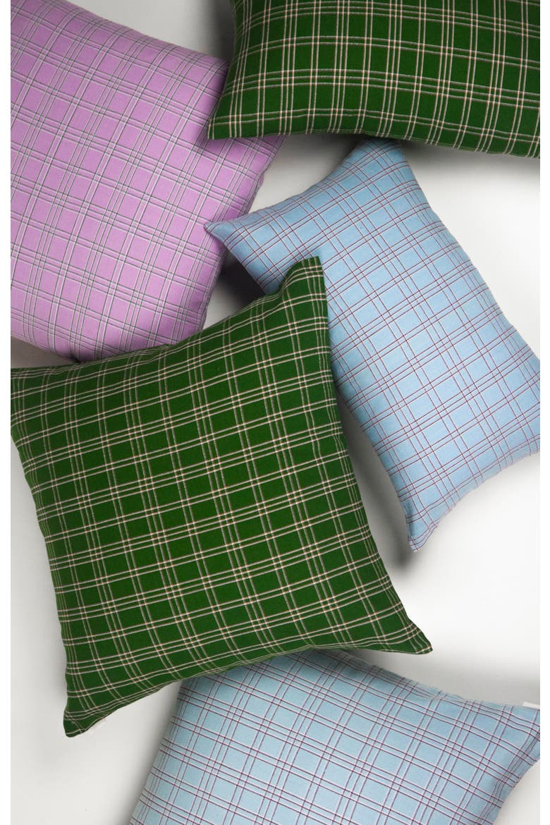 Chiapas Plaid Handwoven Cotton Lumbar Throw Pillow, Alternate, color, Light Blue Plaid