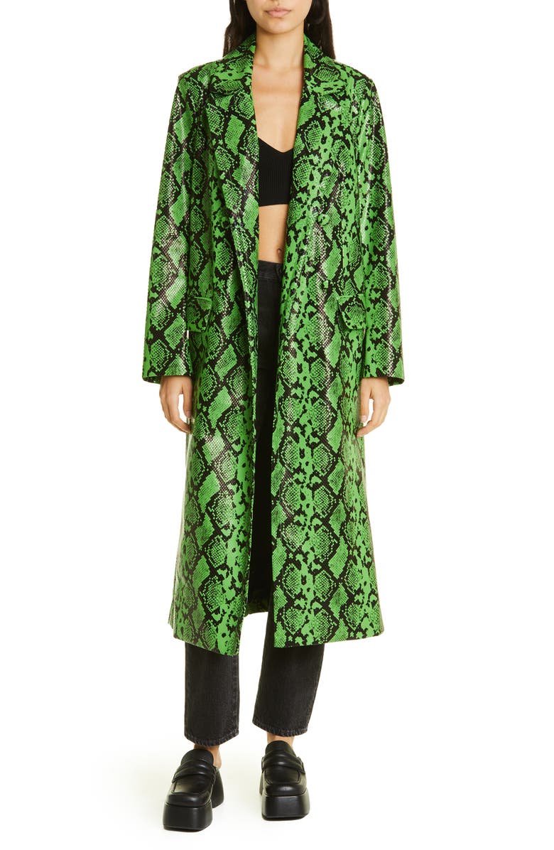 Simon Miller Joto Snakeskin Print Faux Leather Coat, Main, color,