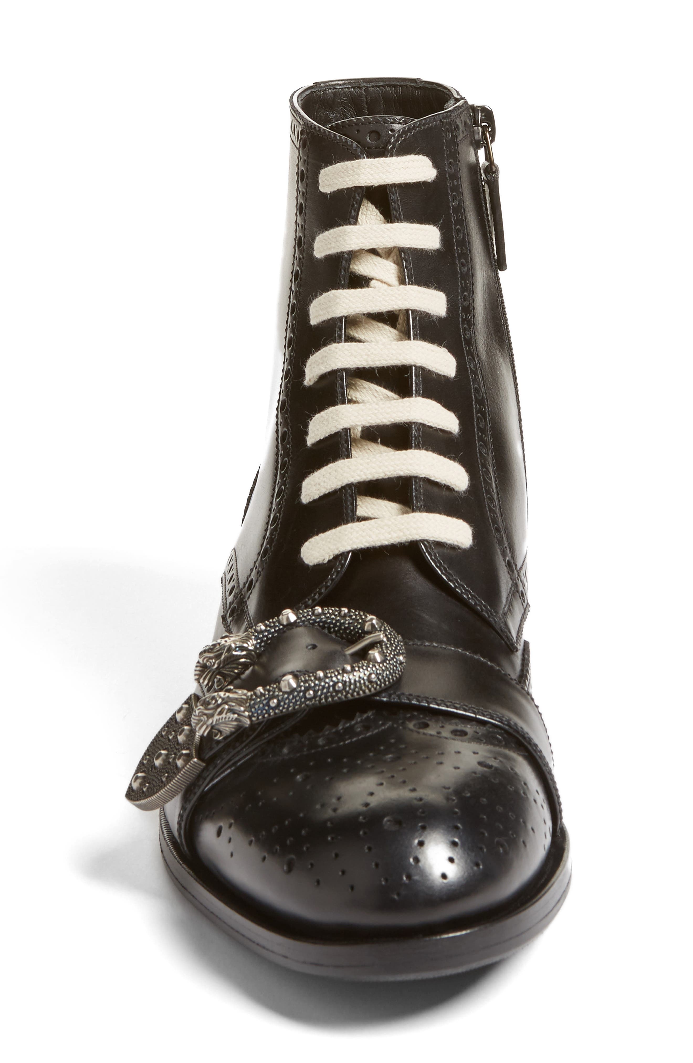 Gucci Queercore Buckle Strap Wingtip Boot, Alternate, color, 