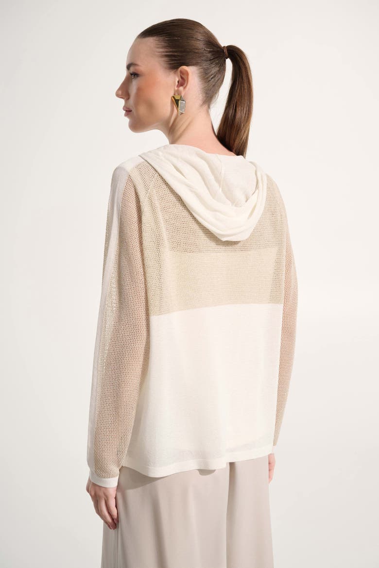 Soft Knit Straight Hooded Zip Jacket, Alternate, color, Vanilla/Gold