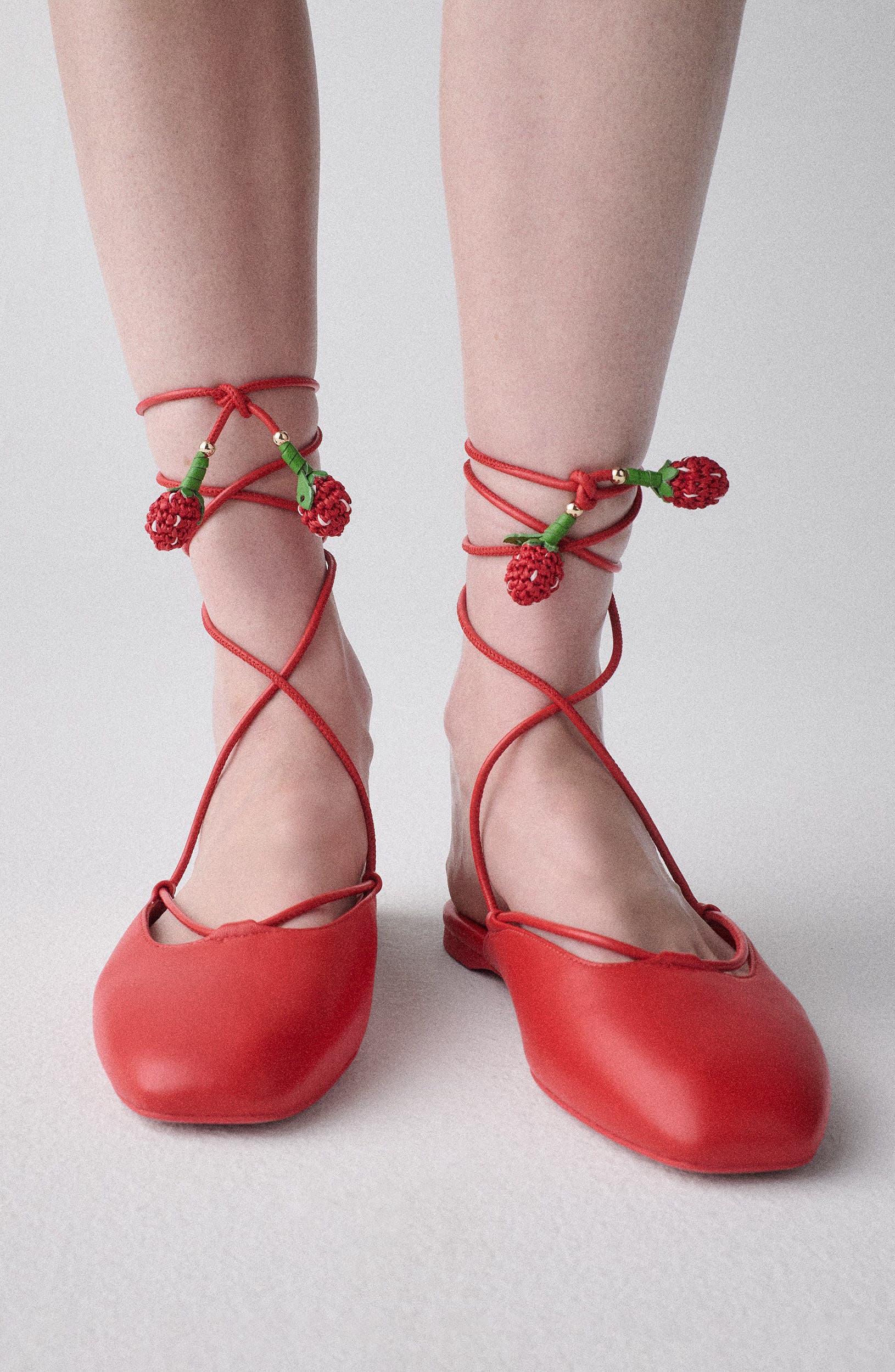 Kate Spade New York strawberry ankle wrap flat, Alternate, color, Heirloom Tomato