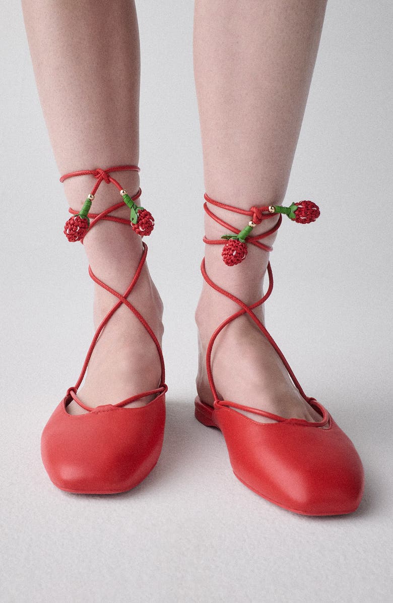 Kate Spade New York strawberry ankle wrap flat, Alternate, color, Heirloom Tomato