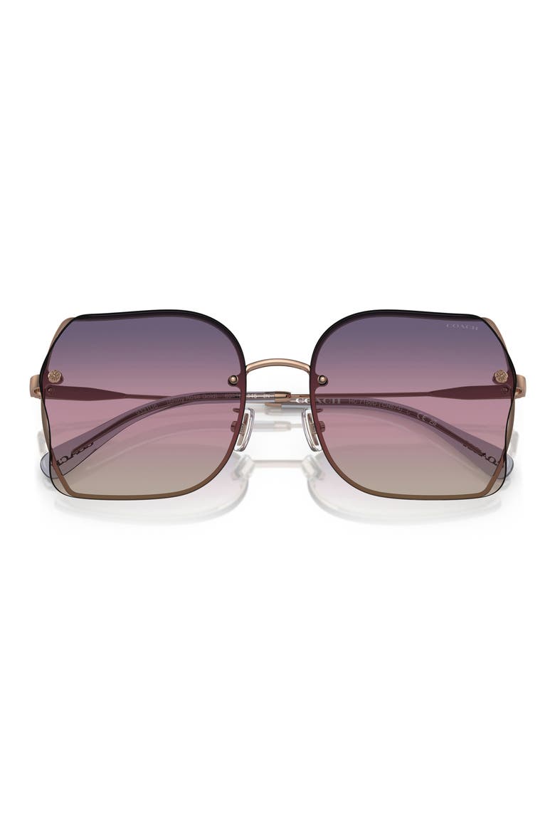 60mm Square Sunglasses, Alternate, color, ROSE GOLD / PURPLE PINK PEACH