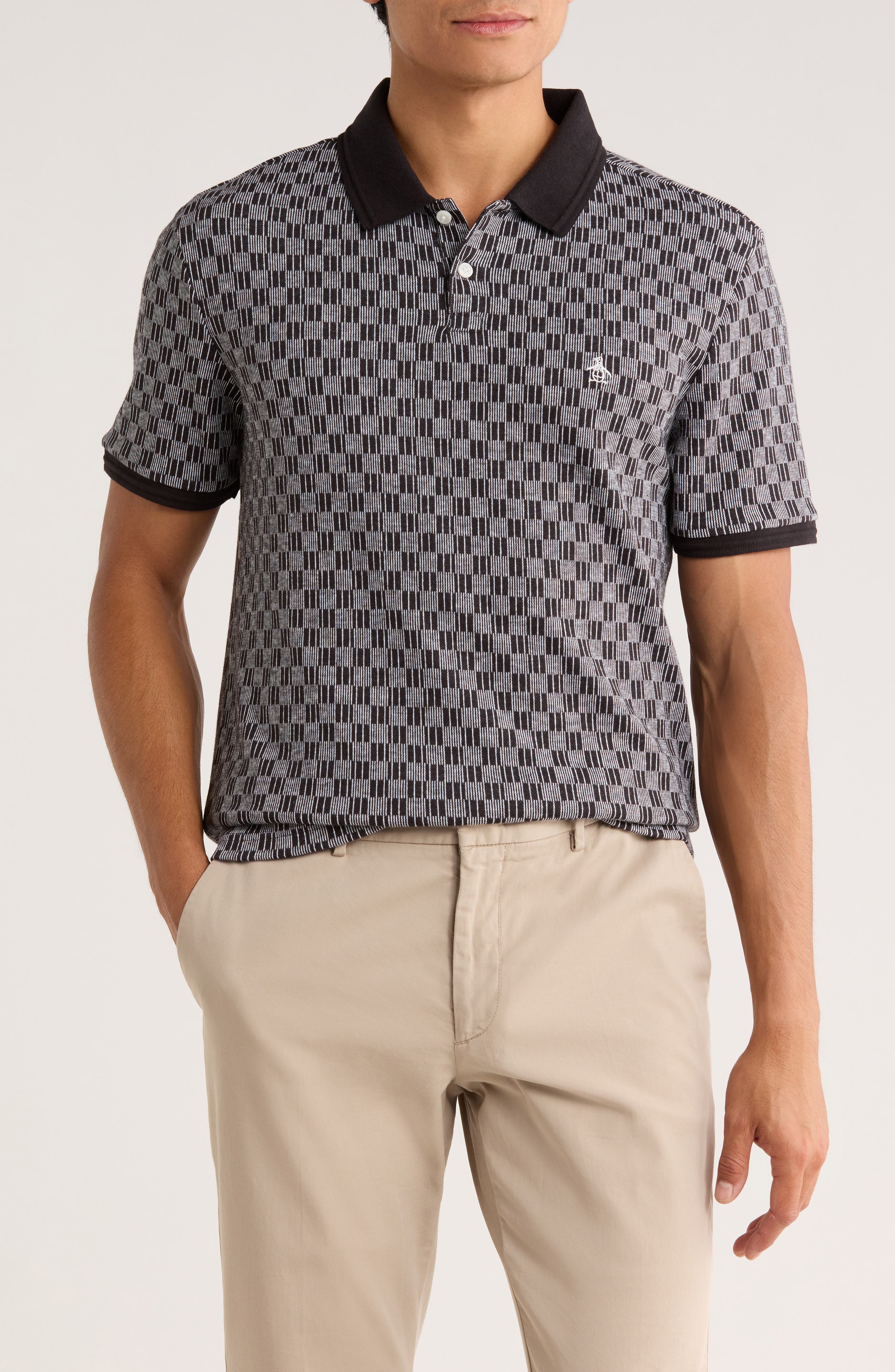 Original Penguin Check Jacquard Knit Polo