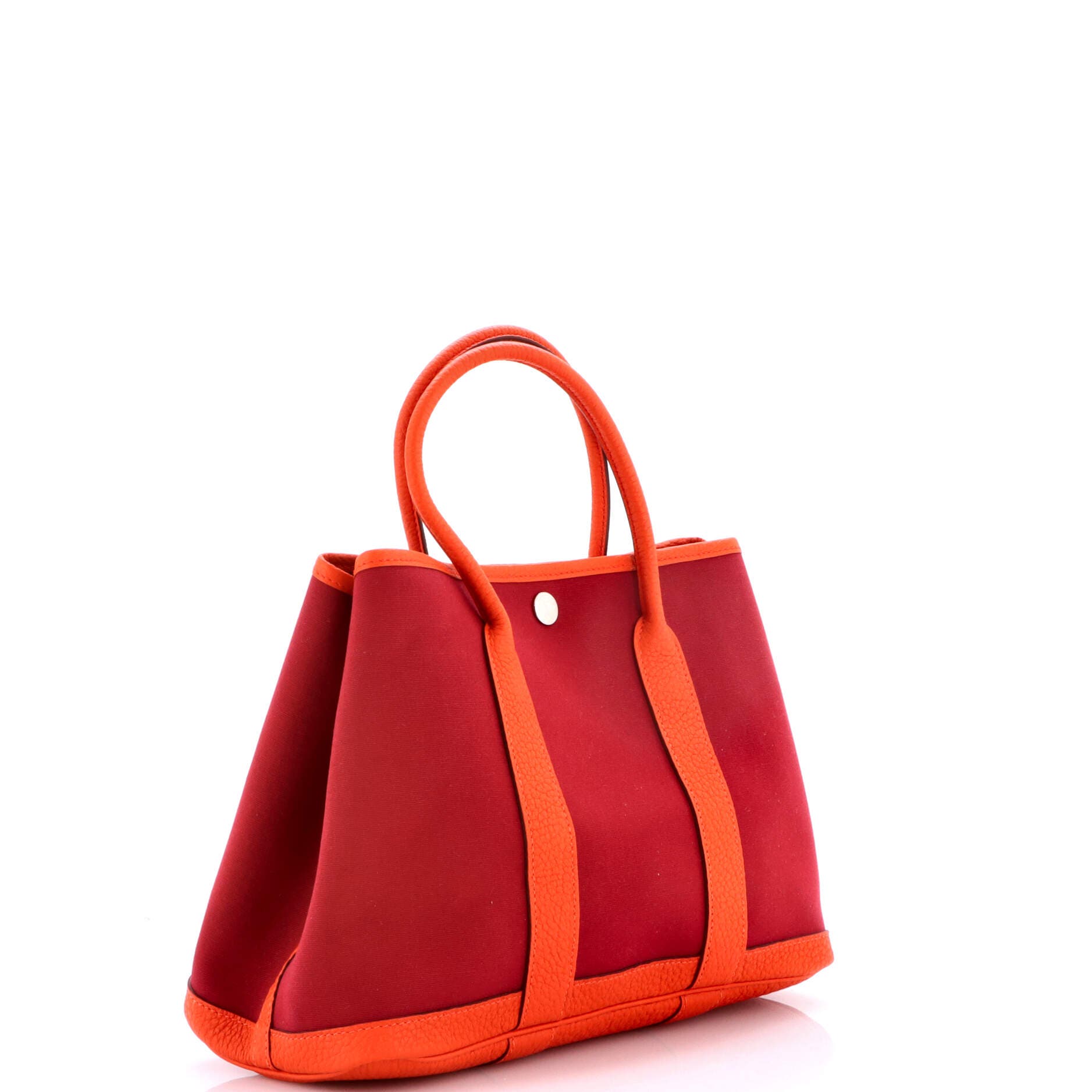 Pre-Owned Hermes Garden Party Tote Toile and Leather 30, Alternate, color, Rouge Grenat