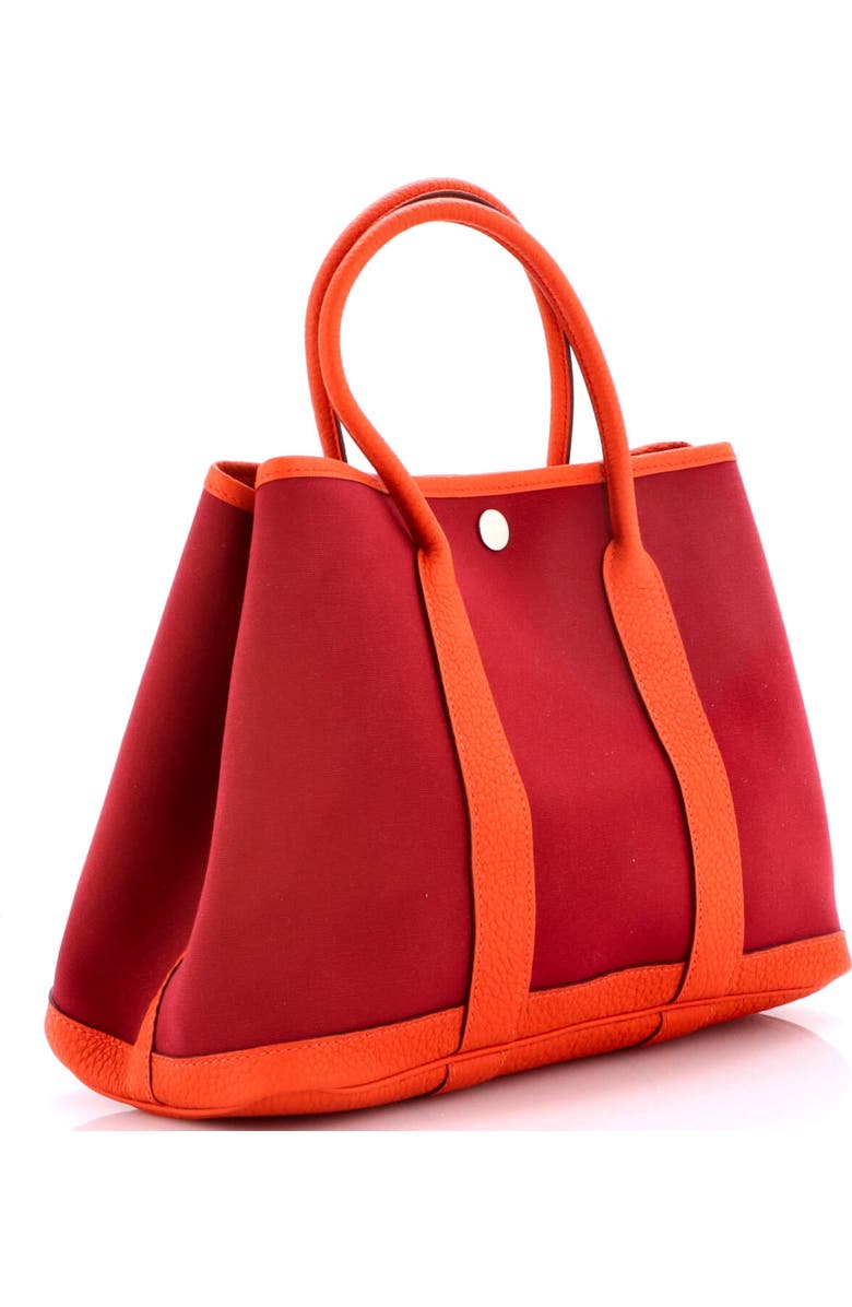 Pre-Owned Hermes Garden Party Tote Toile and Leather 30, Alternate, color, Rouge Grenat