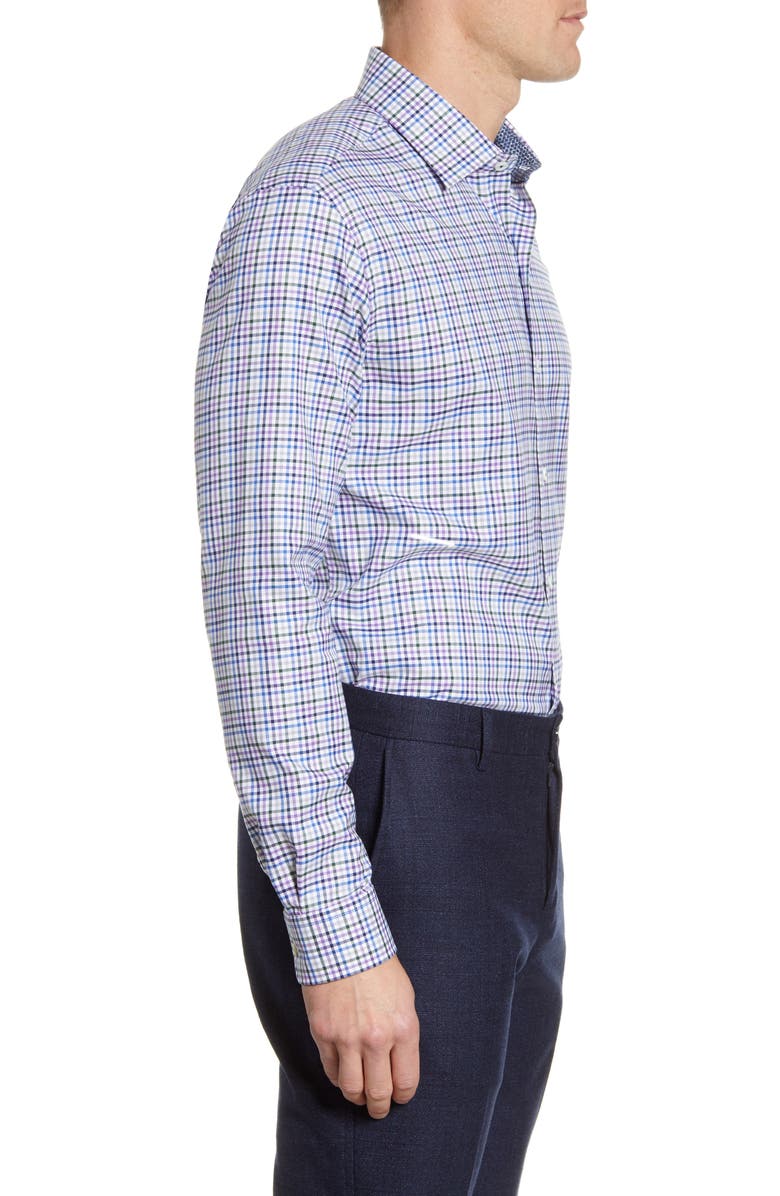 Bugatchi Trim Fit Check Dress Shirt, Alternate, color, 