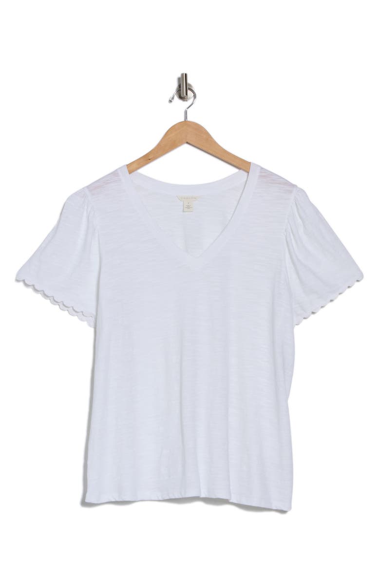 Caslon<sup>®</sup> Scallop Trim T-Shirt, Alternate, color, White