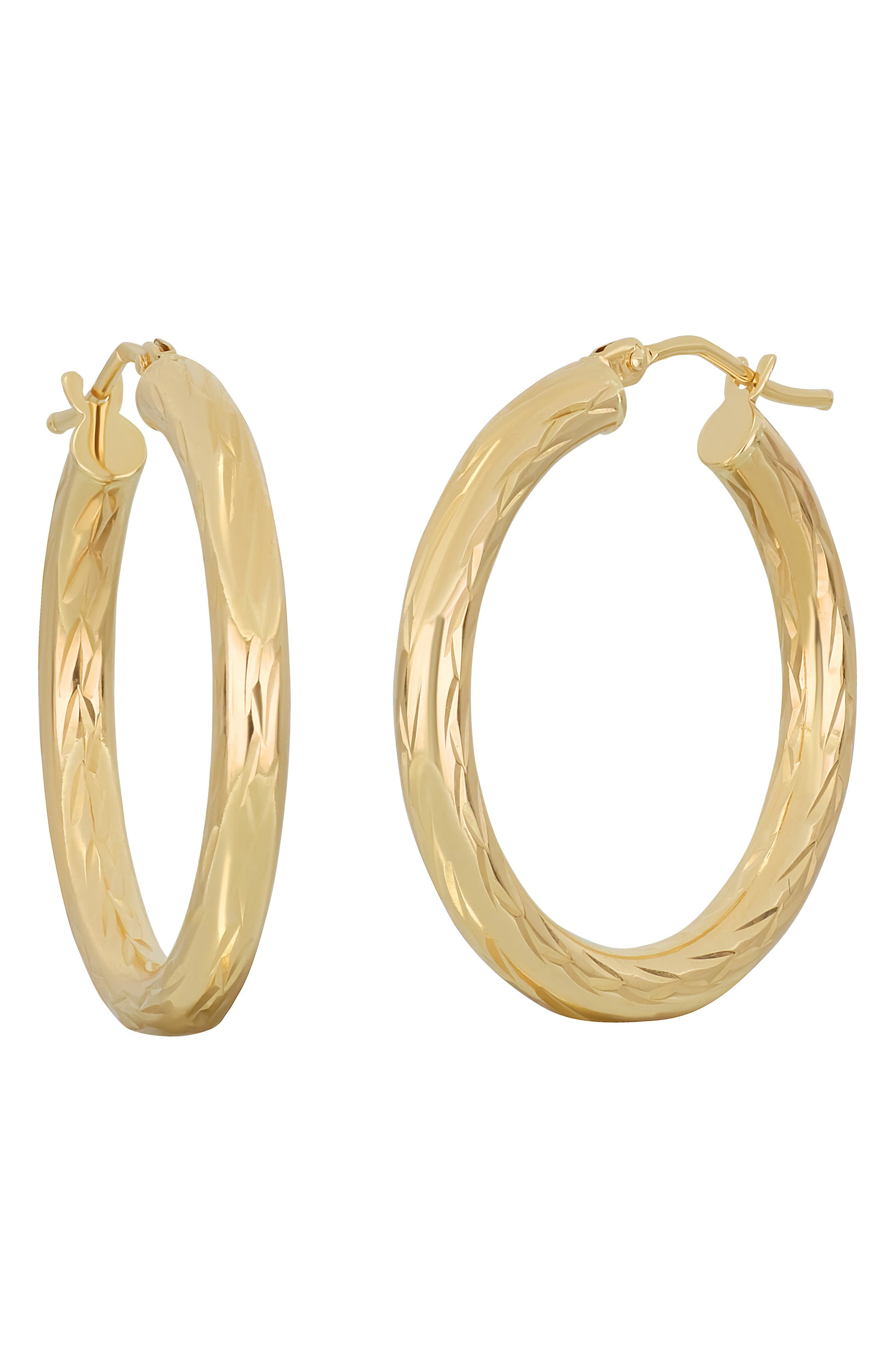 Bony Levy 14K Gold Textured Hoop Earrings