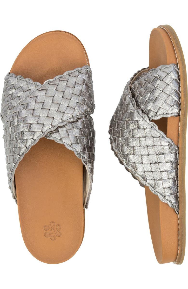 The Sak Penelope Leather Woven Slip On Sandal, Alternate, color, Pyrite Woven