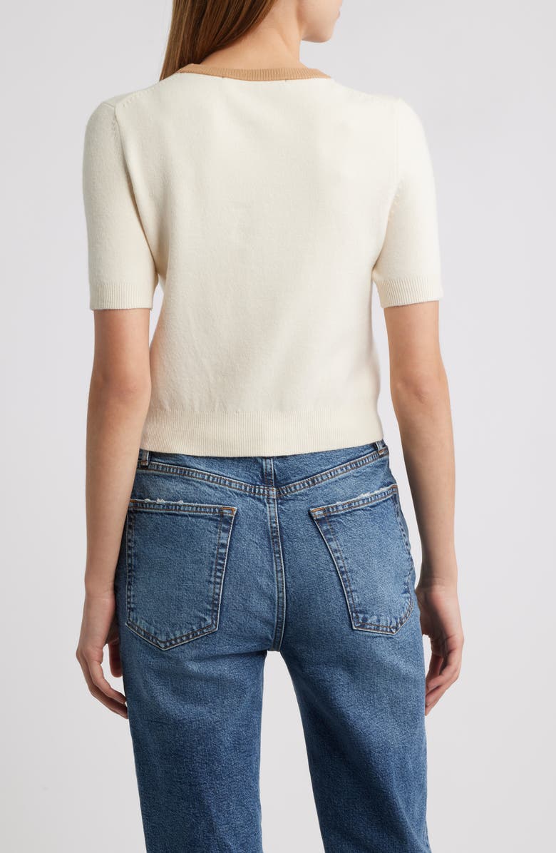 French Connection Babysoft Short Sleeve Sweater, Alternate, color, 12-Porcelain Crm-Camel