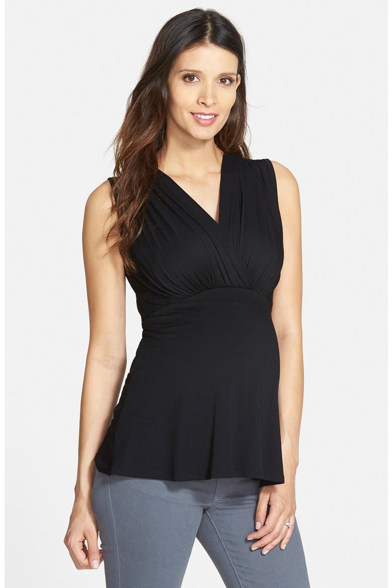 'Tummy Tuck' Maternity/Nursing Top, Main, color, BLACK