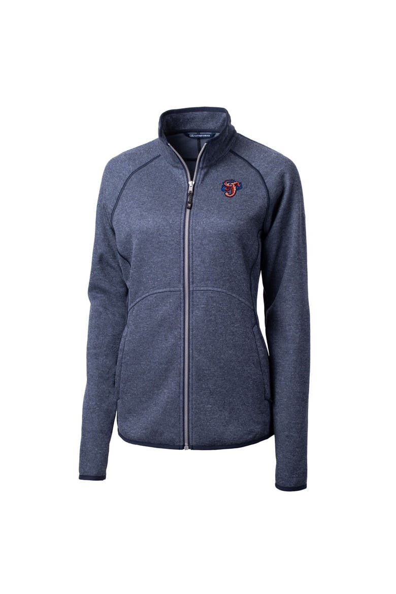 Women's Cutter & Buck  Heather Navy Jacksonville Jumbo Shrimp Mainsail Sweater-Knit Full-Zip Jacket, Alternate, color, Heather Navy