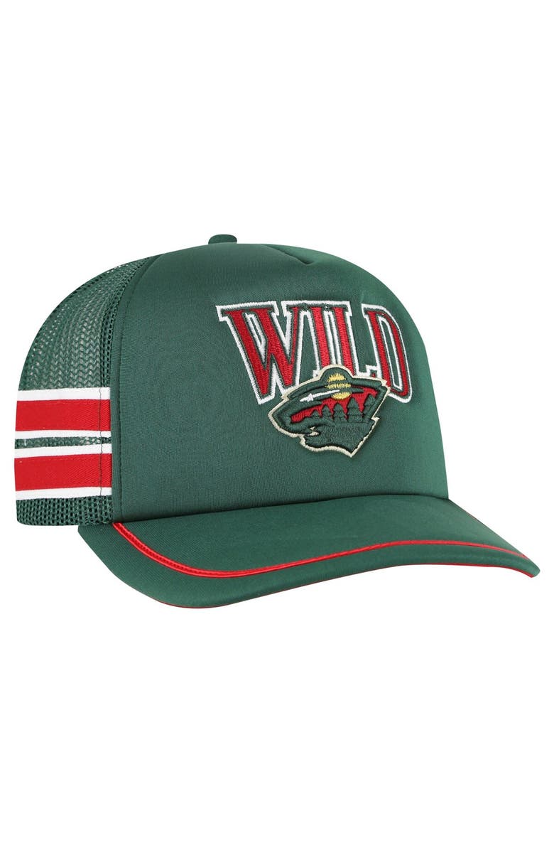 '47 Men's '47 Green Minnesota Wild Sideband Stripes Trucker Snapback Hat, Alternate, color, Green