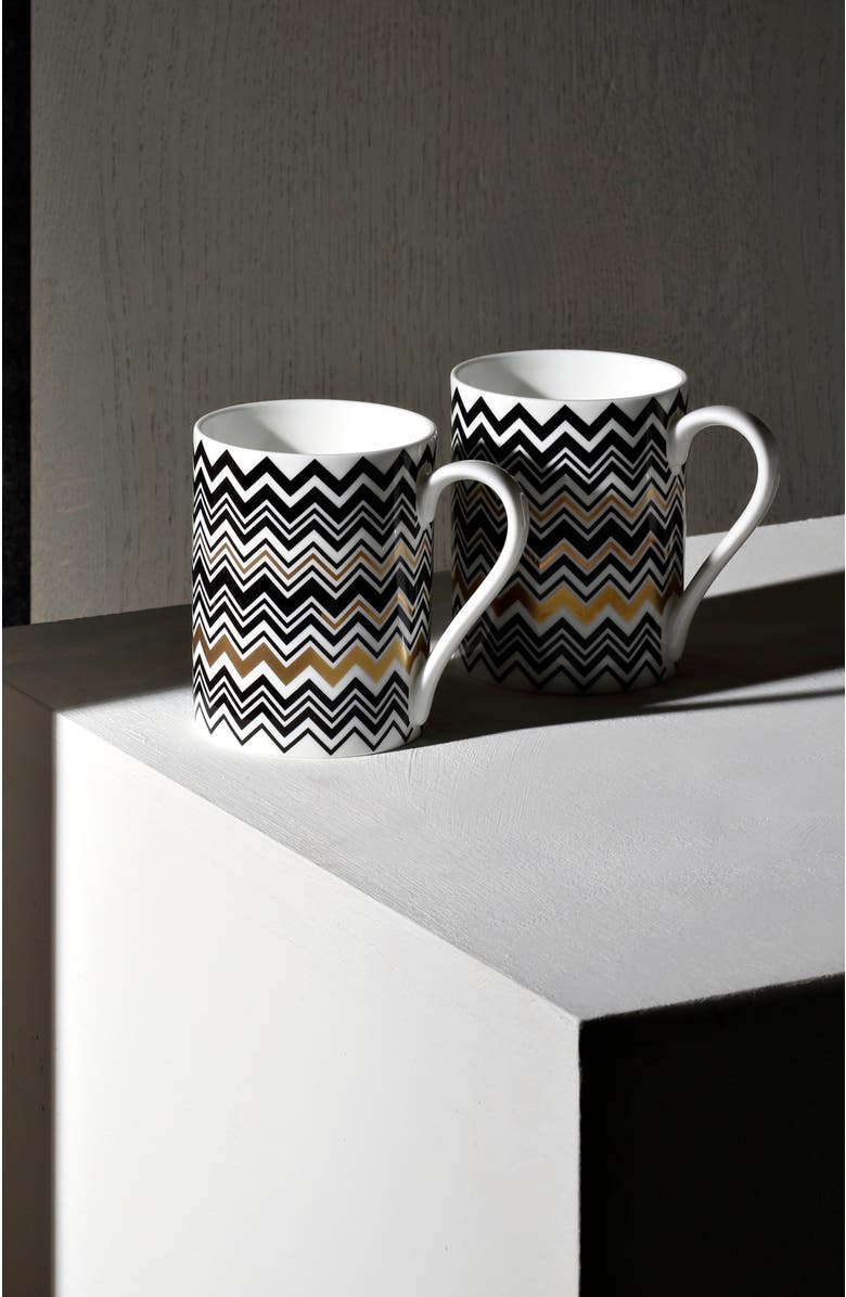Missoni Home Tableware Mug Cup ZIG ZAG in Luxury Box Gold diam. 3", H 3.9", cap. 12.5 oz, Alternate, color, Multicolor