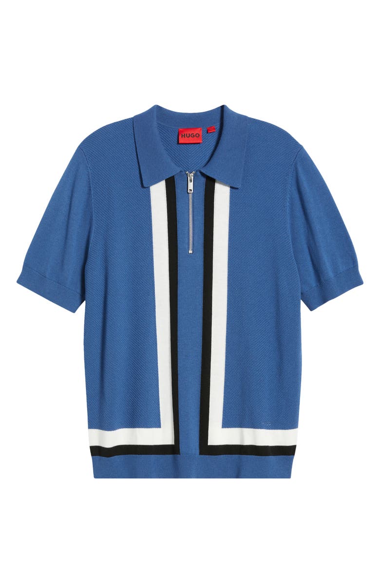HUGO Sholpone Half Zip Polo, Alternate, color, Medium Blue