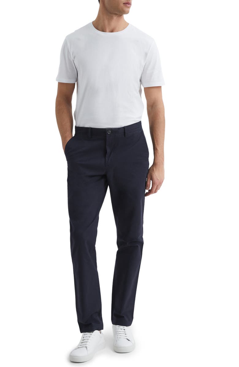 Reiss Pitch Stretch Cotton Pants, Alternate, color, Navy