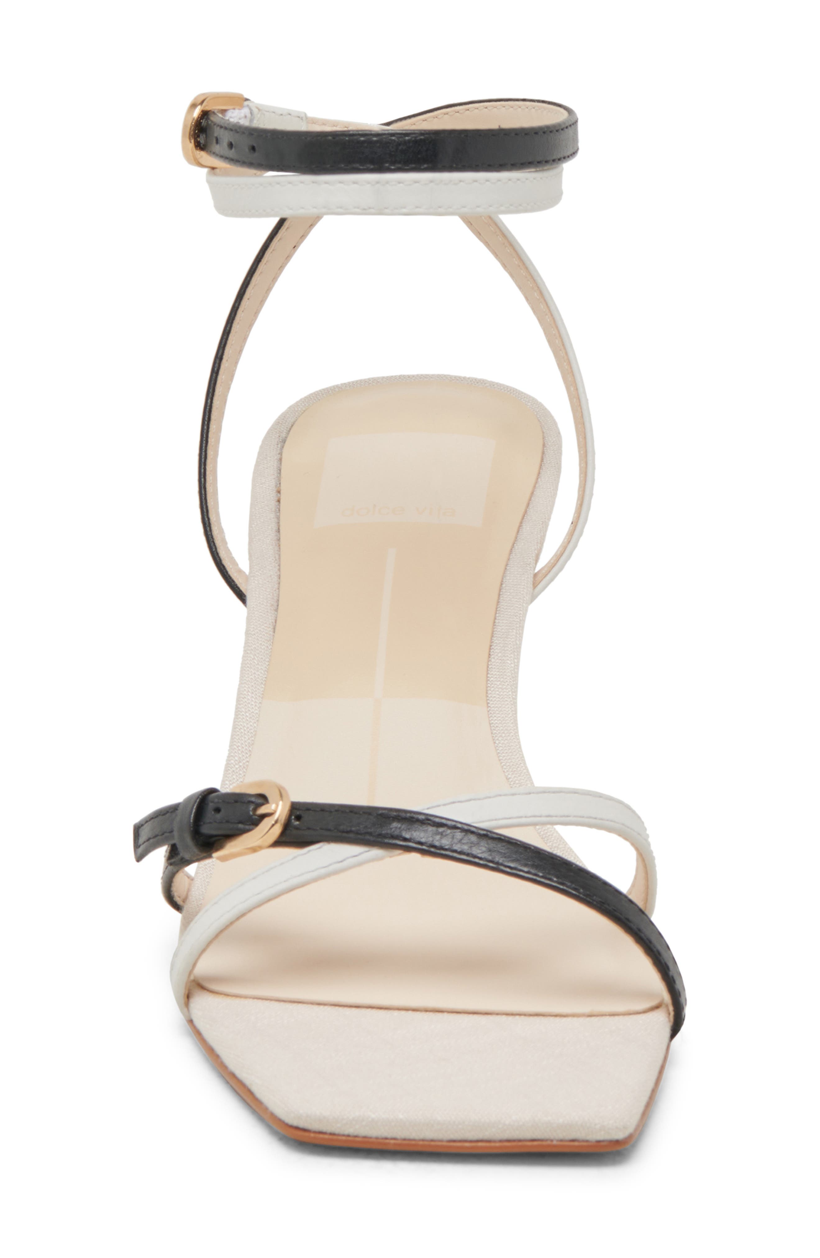 Dolce Vita Bamby Ankle Strap Sandal, Alternate, color, White/Black Leather