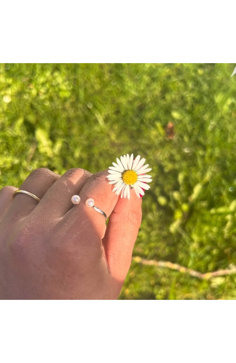 Spero London Double Pearl Sterling Silver Adjustable Open Ring, Alternate, color, Silver