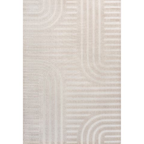 Anders MidCentury Modern Arch Stripe Two-Tone High-Low Area Rug