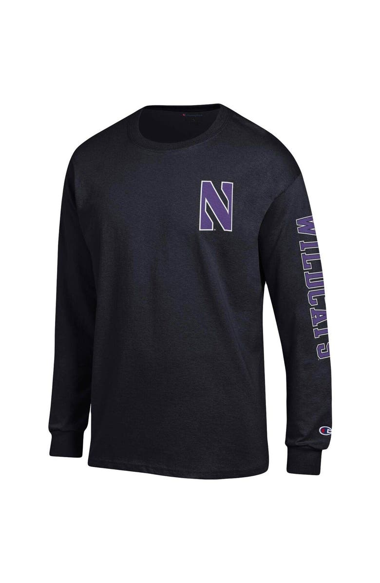 Champion Men's Champion Black Northwestern Wildcats Team Stack Long Sleeve T-Shirt, Alternate, color, 