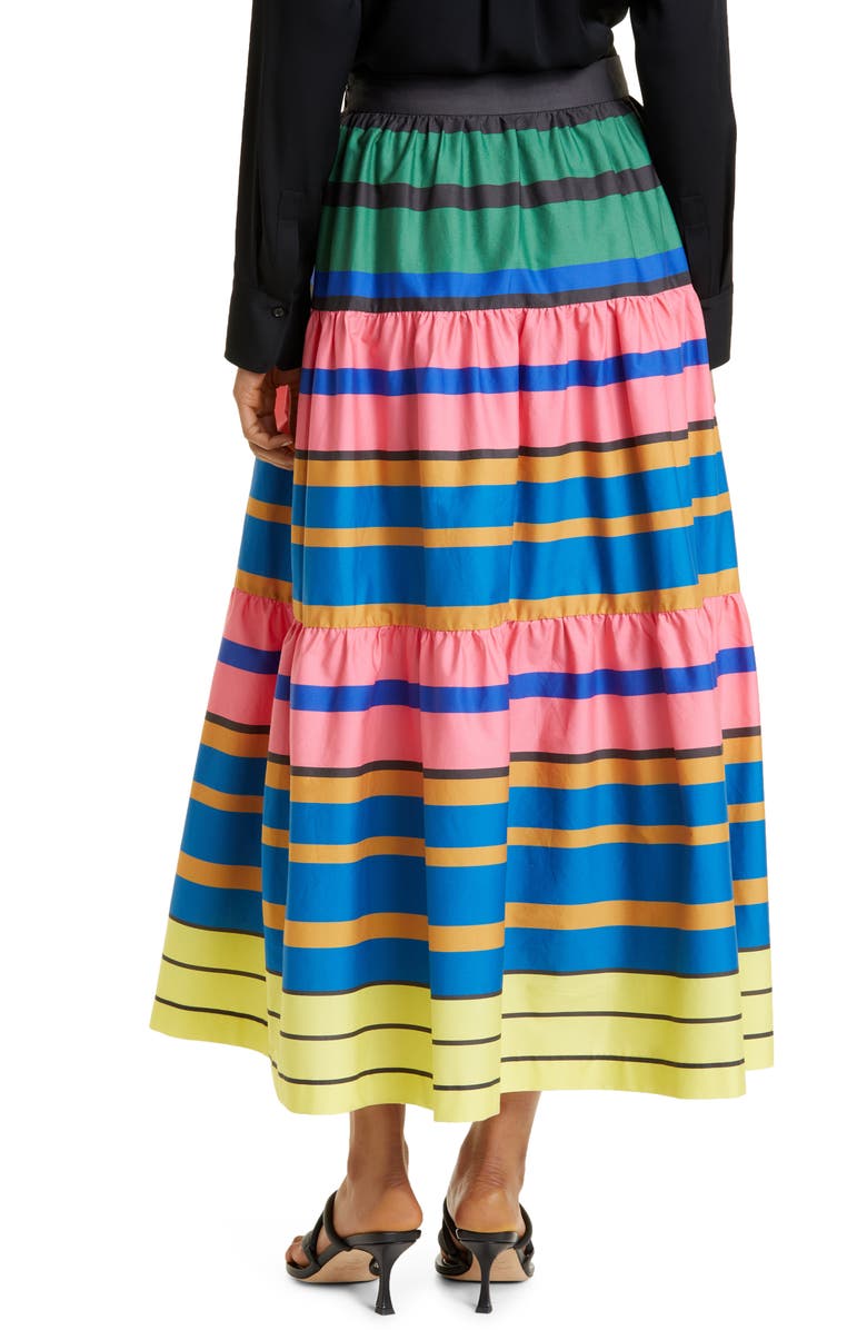 STAUD Sea Leaf Print Maxi Skirt, Alternate, color, Formentera Stripe