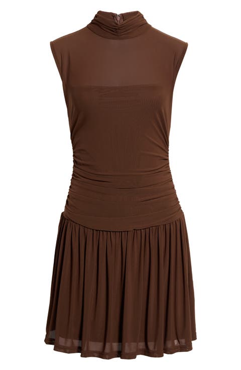 Alma Mesh Mock Neck Minidress
