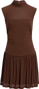 Petal & Pup Alma Mesh Mock Neck Minidress