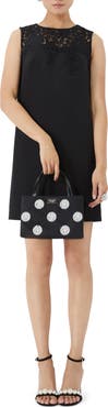 Kate Spade New York Floral Lace Appliqué Crepe Shift Dress
