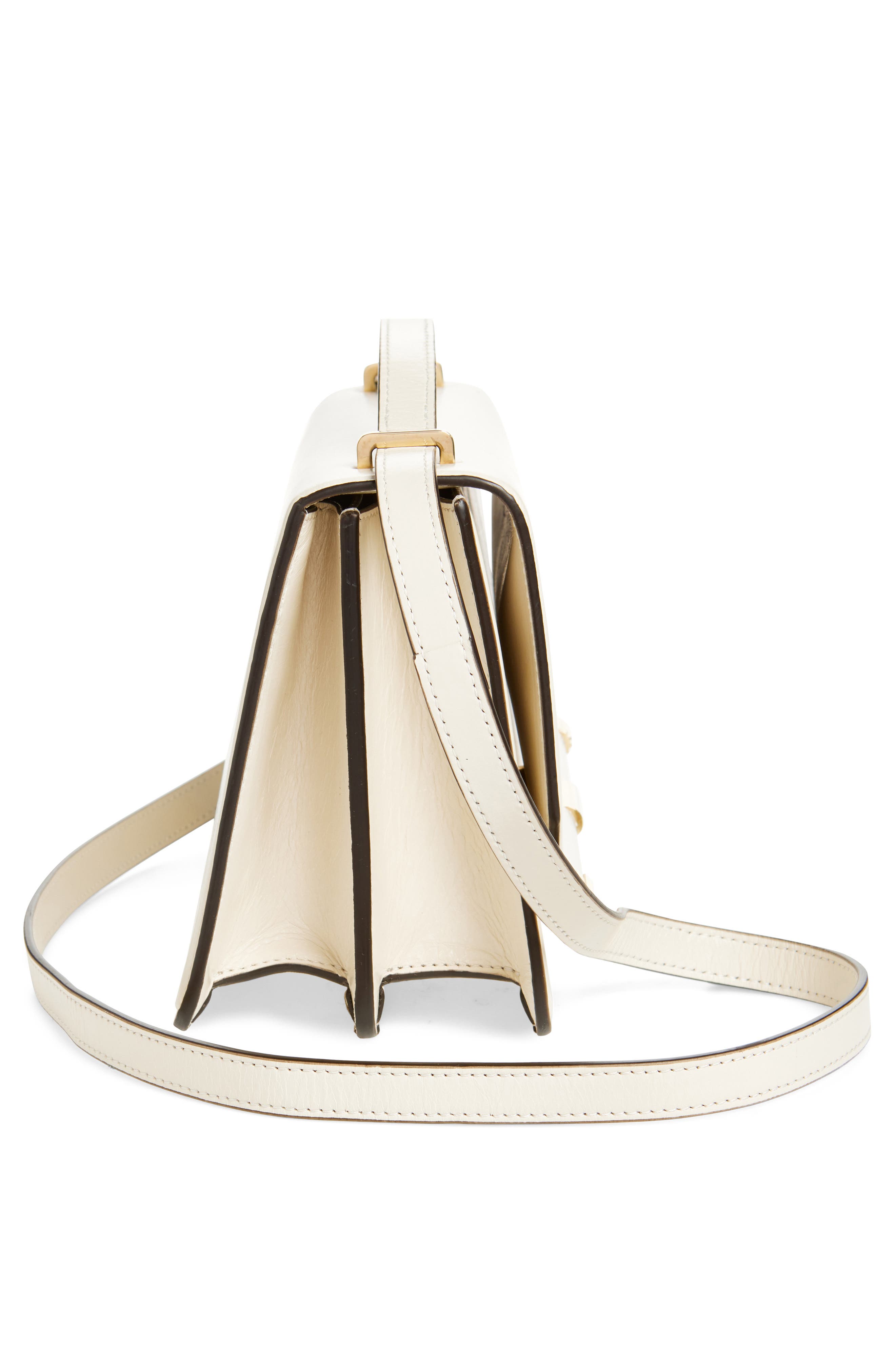 Victoria Beckham 202 Distressed Leather Shoulder Bag, Alternate, color, Ivory